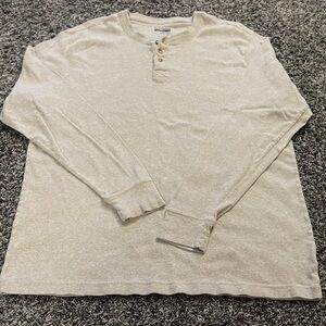 Vintage Basic Editions Men's Cream Long Sleeve Henley (XL)